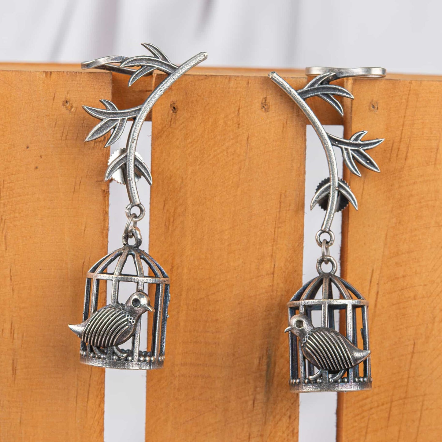 German Silver Birdcage Dangler Earring