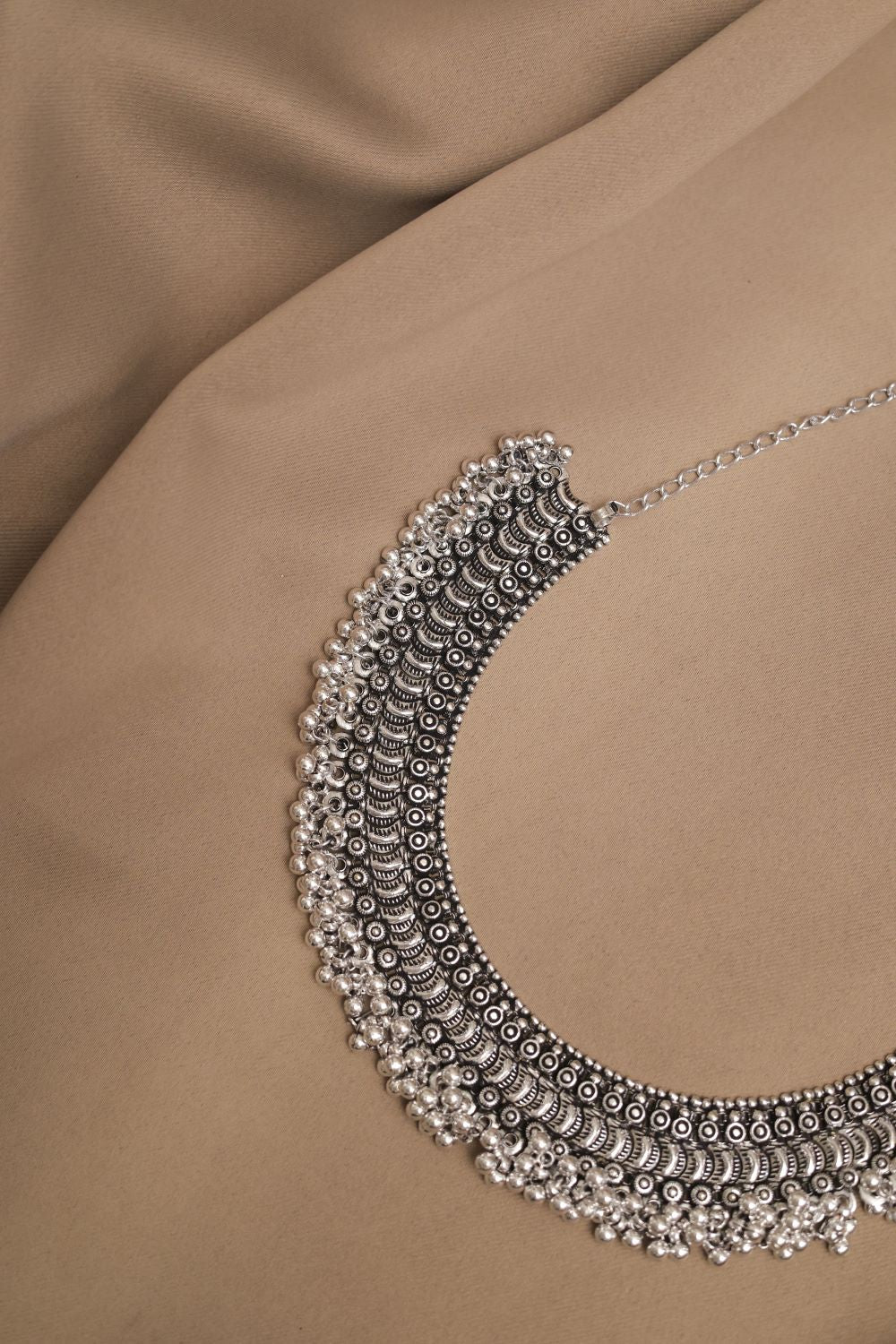 Oxidised Silver Choker with Pearl Dangling