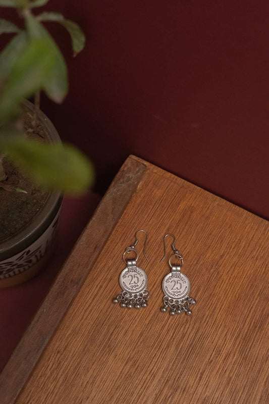 Oxidised Multicolor Beaded Coin Necklace