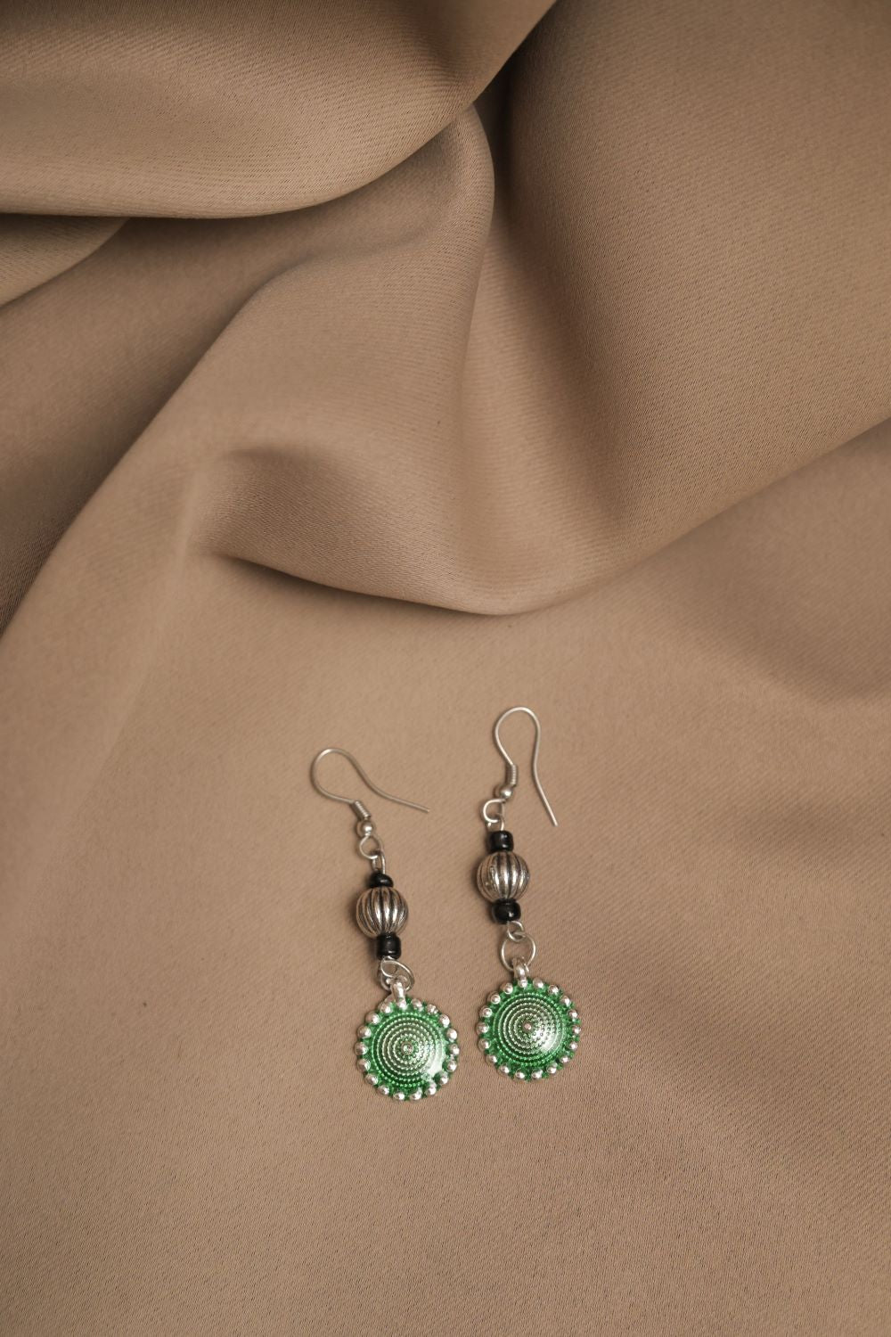 Oxidised Beads Chain Necklace with Hanging Meenakari Discs