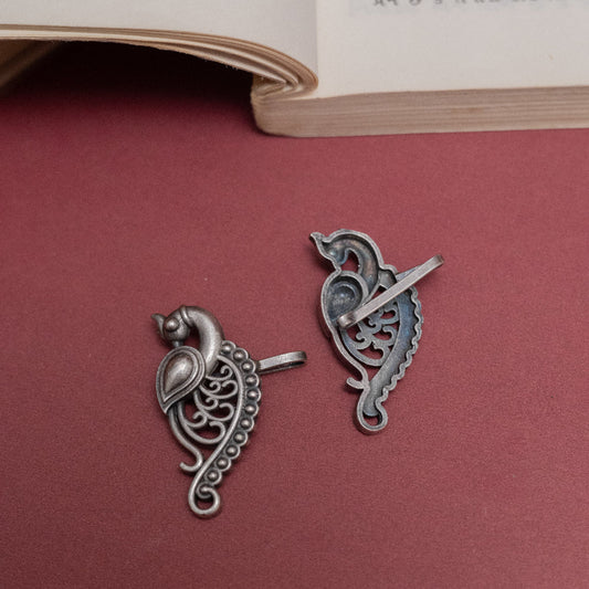 Peacock Studs with an Antique Finish Earring