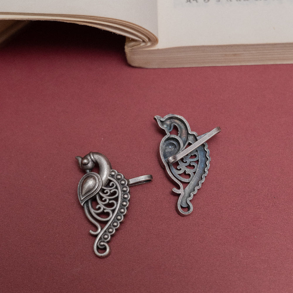 Peacock Studs with an Antique Finish Earring