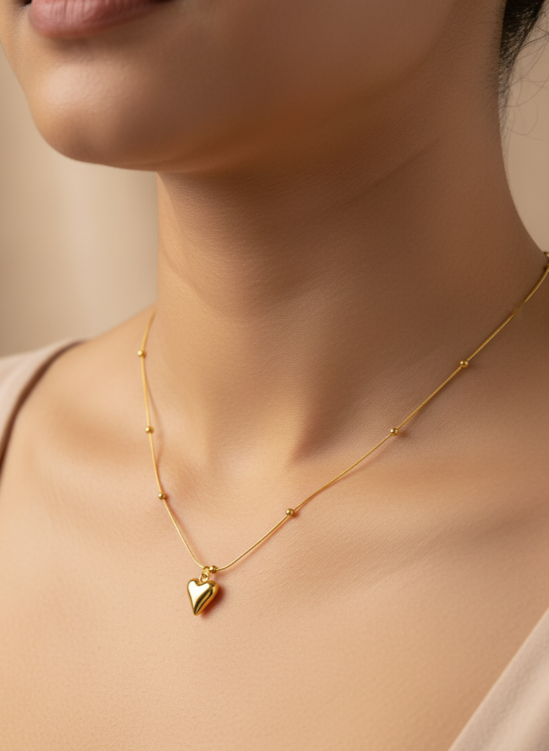 Golden Heart Charm Necklace