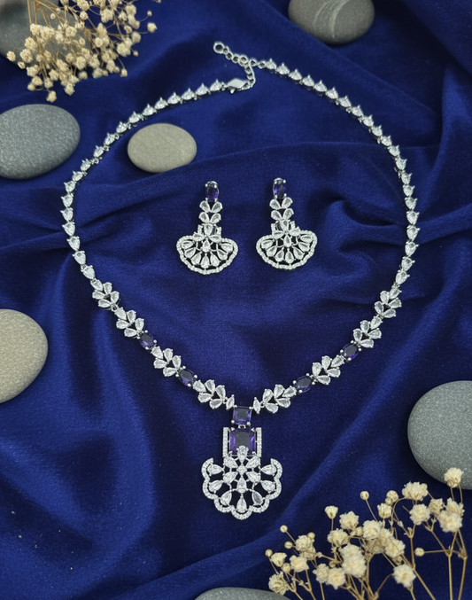 Floral Cascade Necklace with Matching Drop Earrings