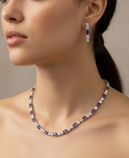 Amethyst American Diamond Illusion Necklace