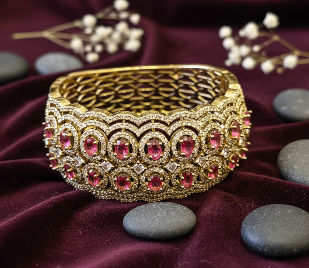 Regal Ruby Embrace American Diamond Bracelet