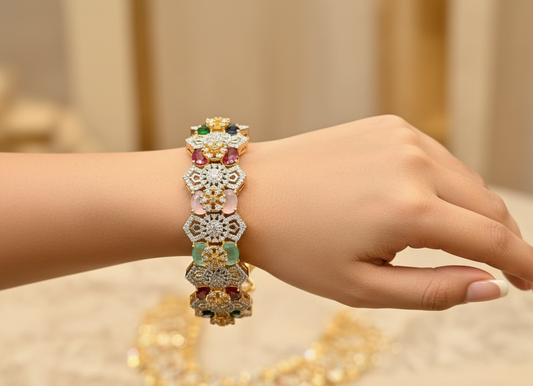 Opulent American Diamond-Cut Gold Openable Bangles Pair