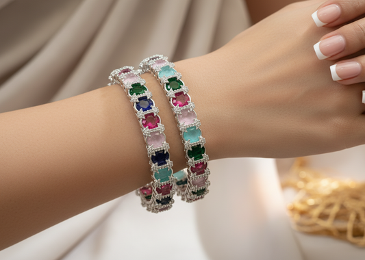 Dazzling Multi-Color American Diamond Bangles