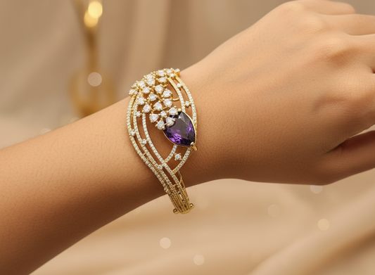 Regal Amethyst American Diamond Bracelet