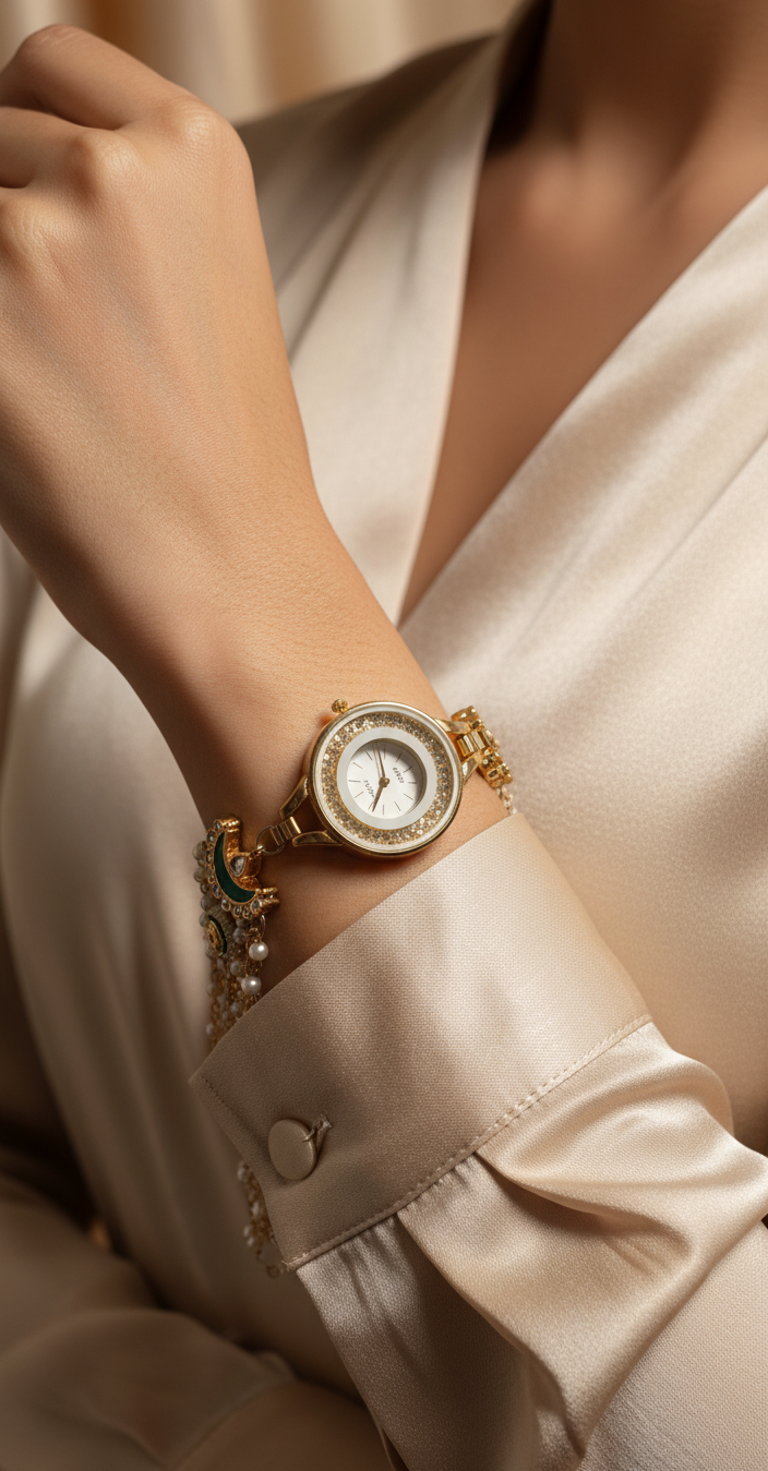Emerald & Pearl Grandeur Watch Bracelet