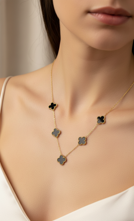 Elegant Clover Charm Gold Necklace