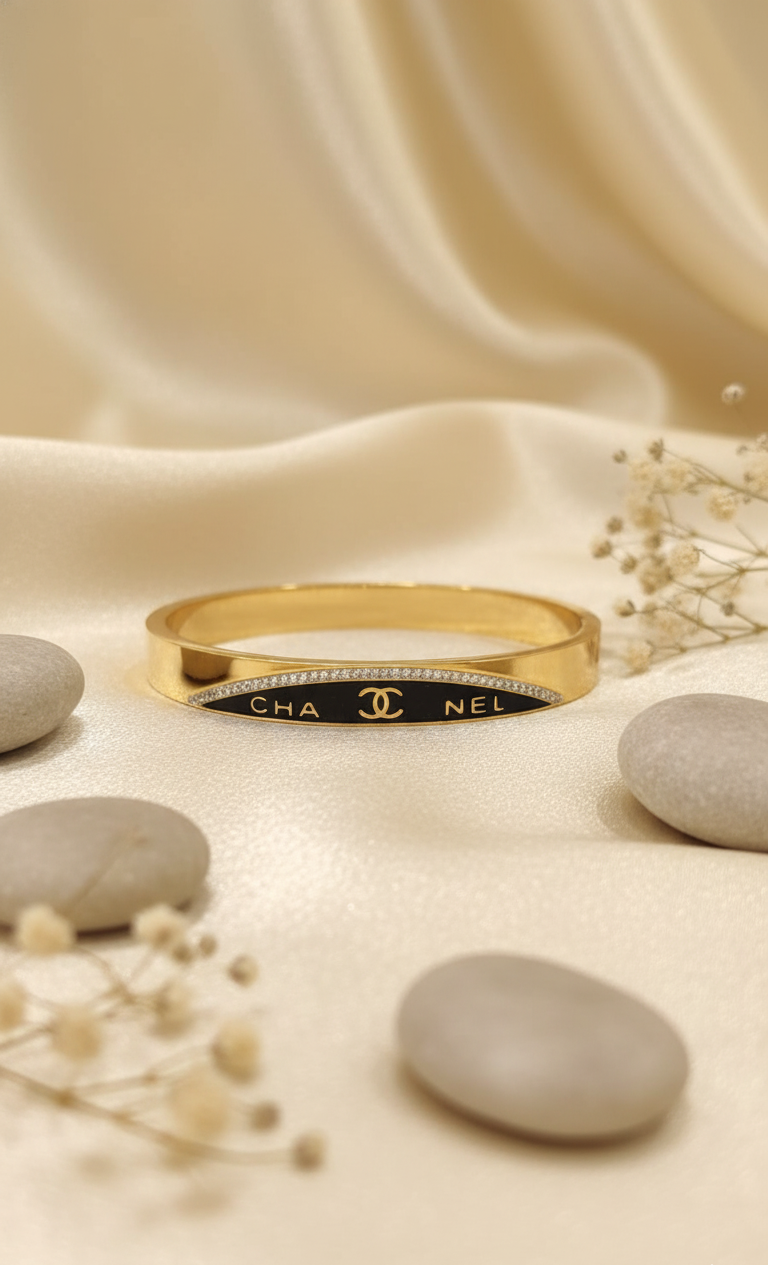 "Gilded Enigma" Diamond Curve Bangle (Openable)