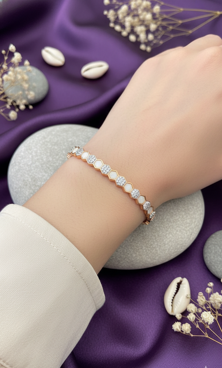 Honeycomb Glamour Rose Gold Bracelet