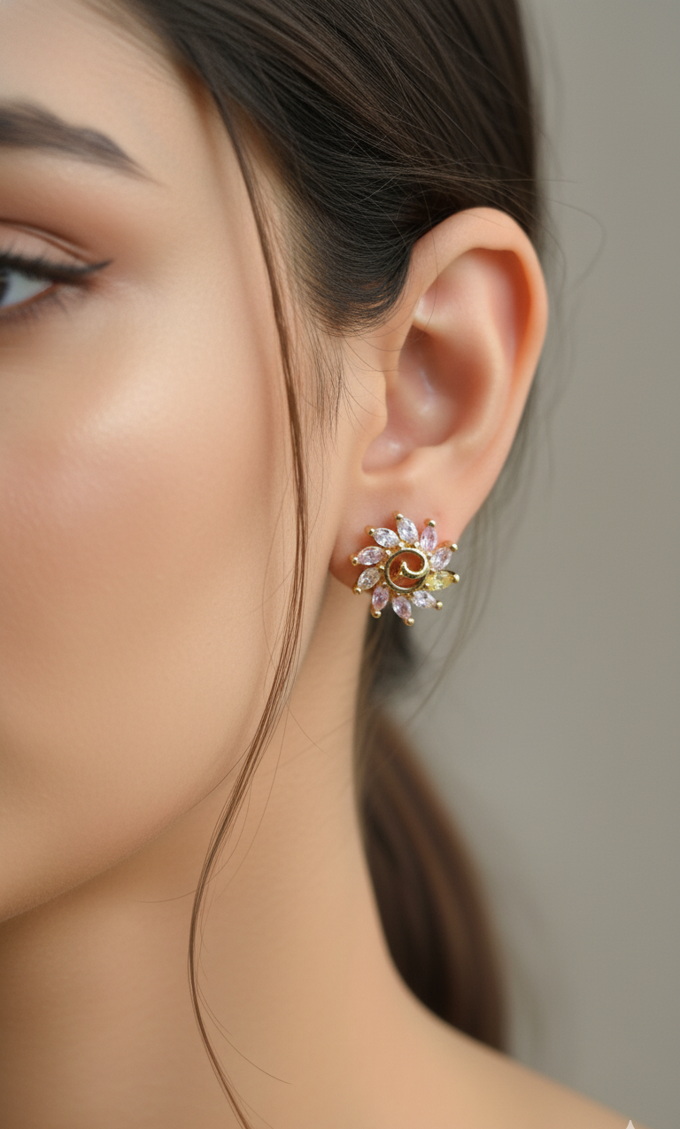 Whimsical Bloom Multicolor Stud Earrings