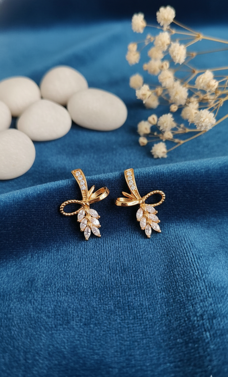 "Ribbon Whisper" Cubic Zirconia Drop Earrings