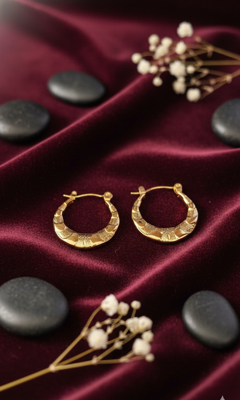 Elegant Textured Gold Hoop Earrings
