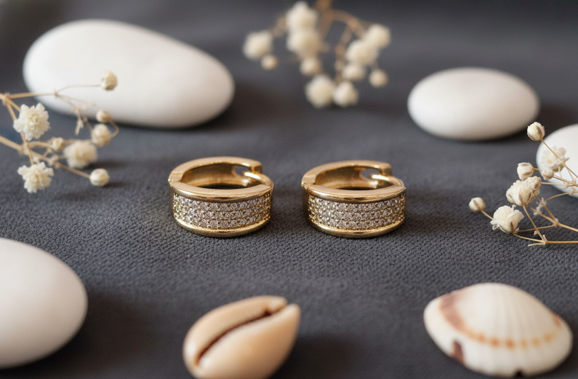 "Starlight Pave" Bold Huggie Hoops