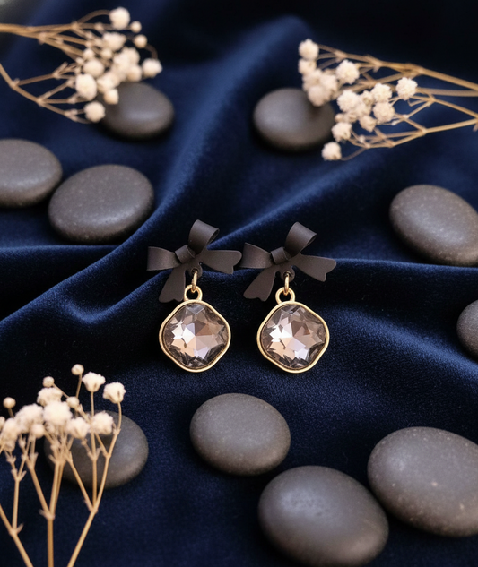 Chic Noir Gem Drop Earrings