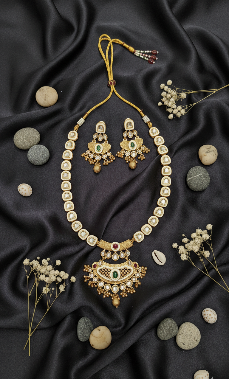 Ivory Elegance Kundan Necklace Set