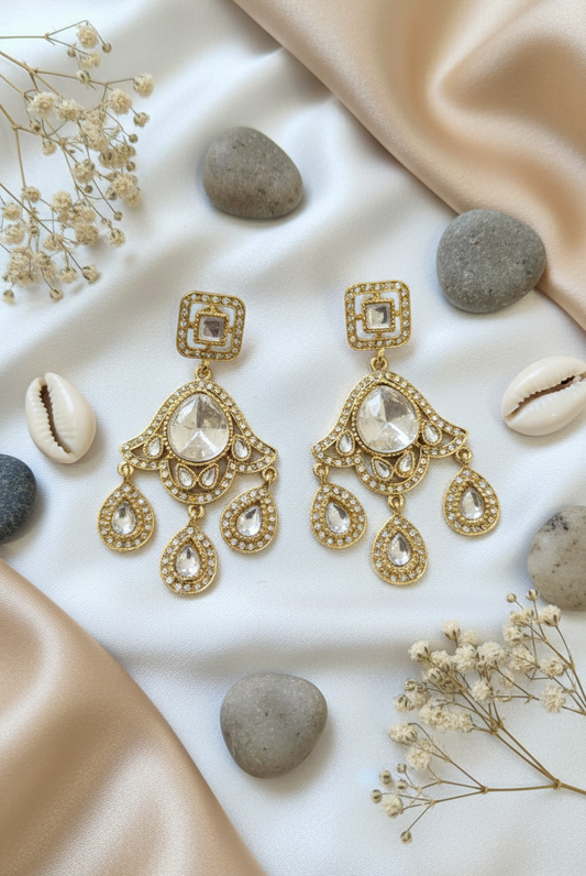 Elegant Mughal Chandbali Drop Earrings