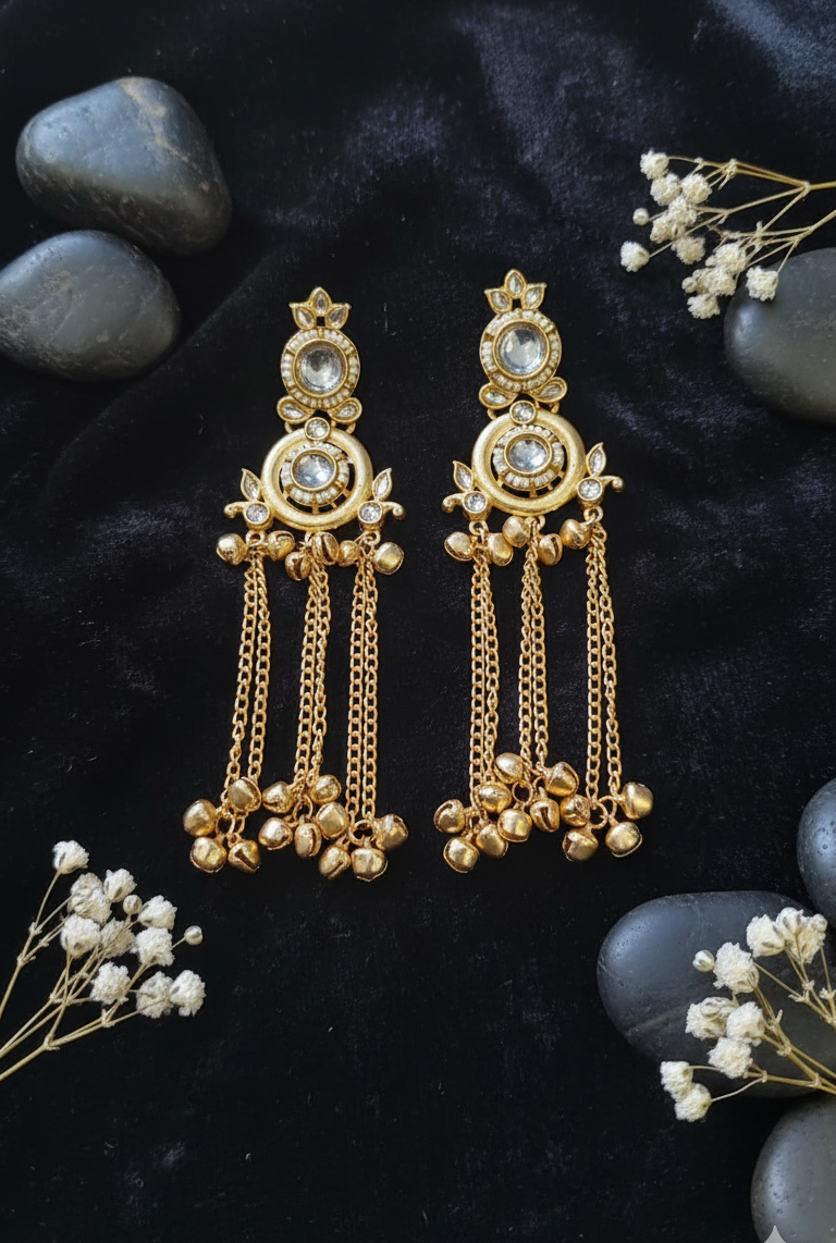 Golden Jhumka Cascade Drop Earrings