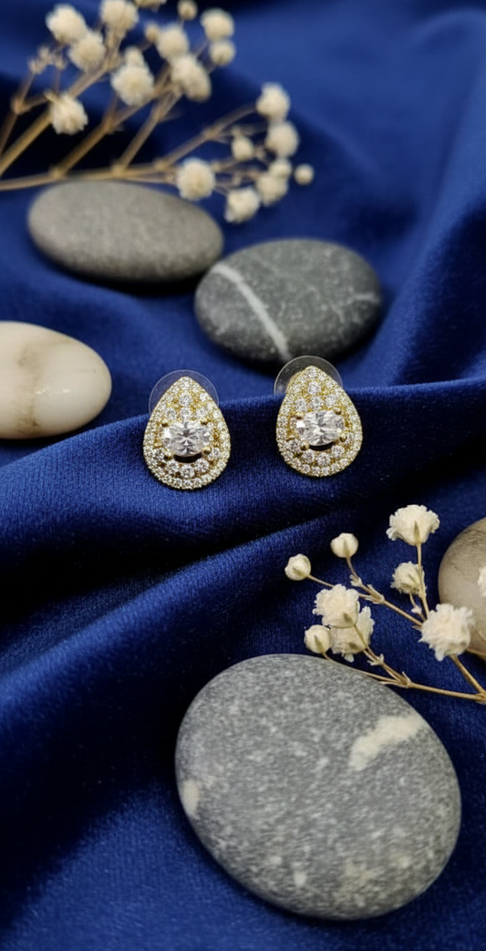 Teardrop Pave Diamond Stud Earrings