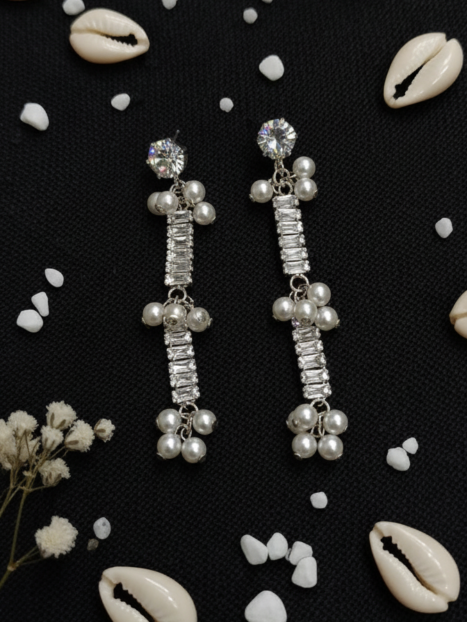 Elegant Pearl and Crystal Drop Earrings
