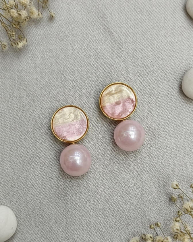Dual-Tone Pearlized Drop Earrings