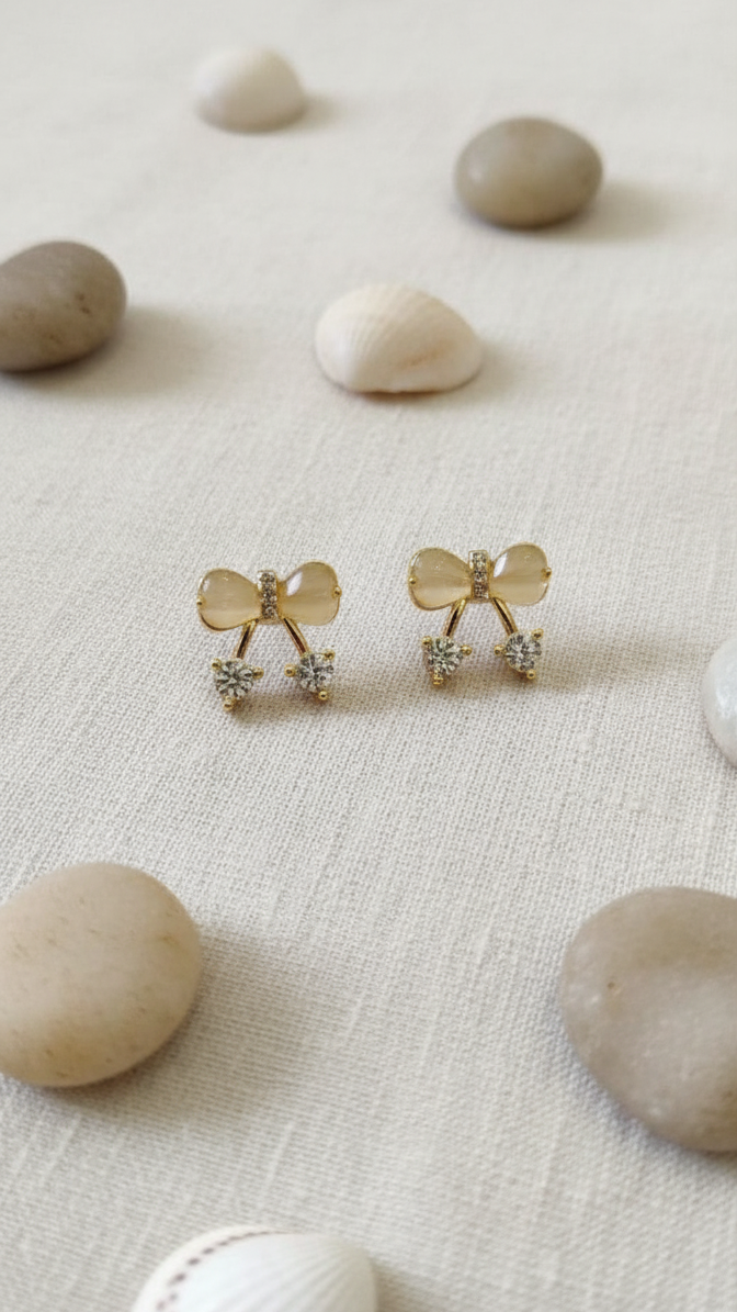 Sparkling Bow & Dangle Earrings