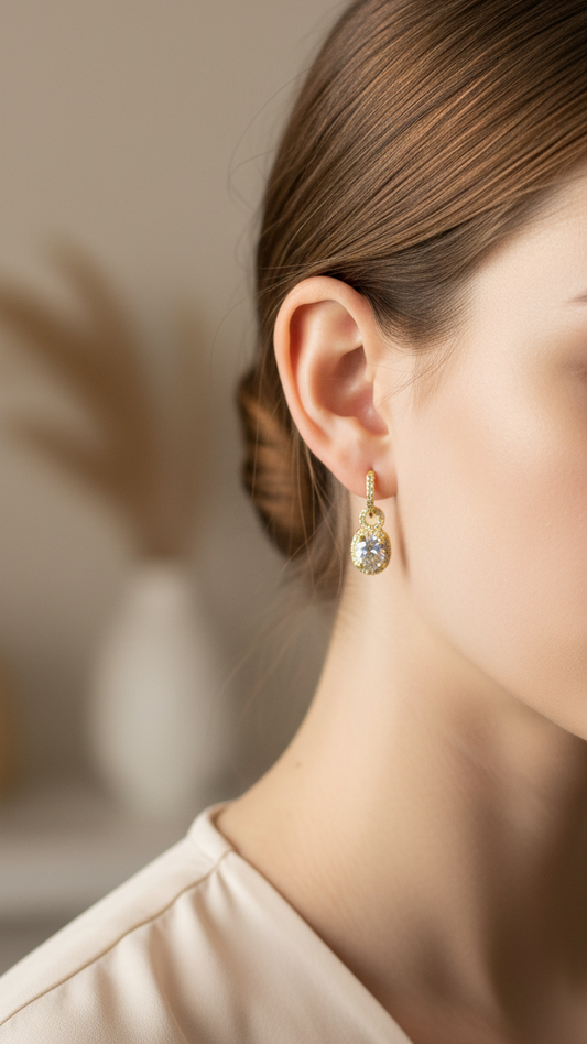 Radiant Solitaire Sparkle Drop Earrings