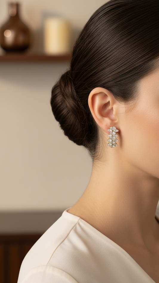 Radiant Leaf Cluster Stud Earrings