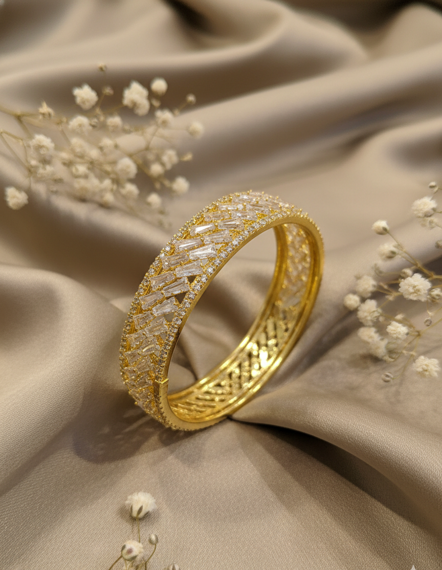 "Majestic Marquise" Diamond-Cut Gold-Plated bangles Pair