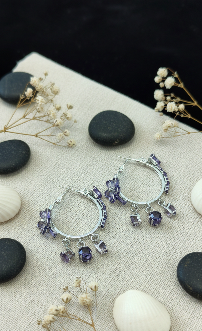 Citrine Dangle Hoop Earrings