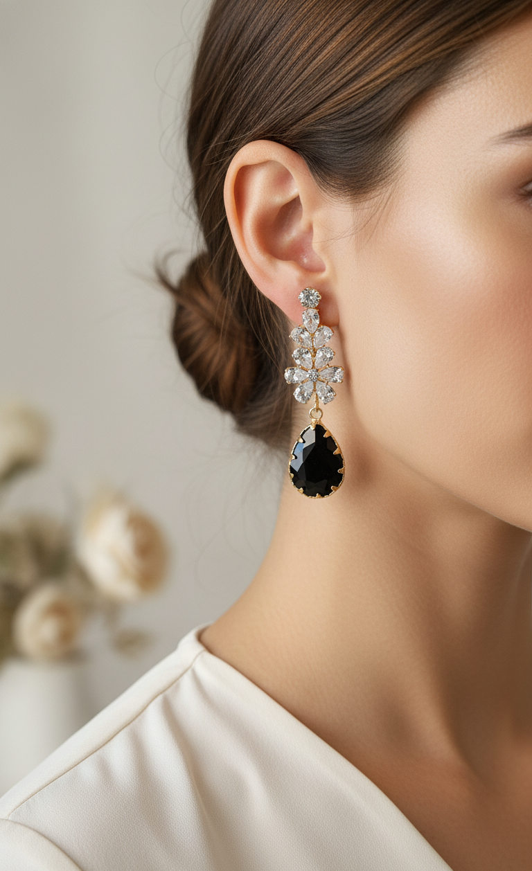 Quartz Bloom Dangle Earrings