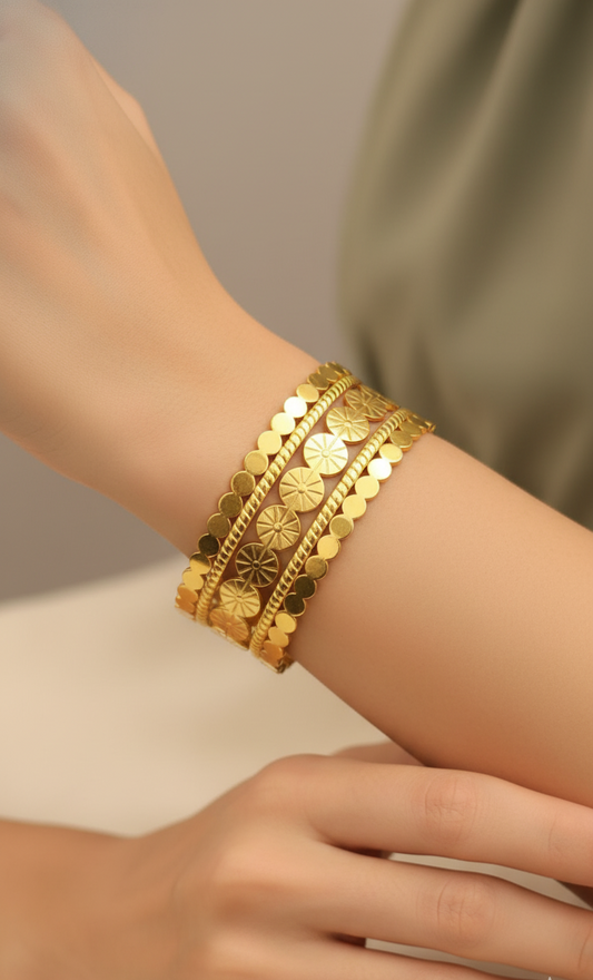 Golden Patterned Cuff Bracelet