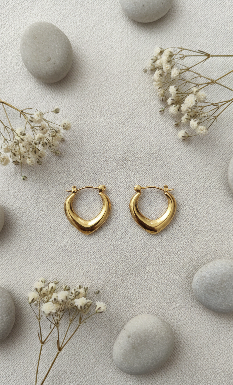 Golden Teardrop Huggie Hoop Earrings