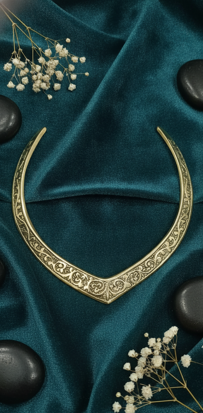 Ornate Golden Tribal Choker Necklace