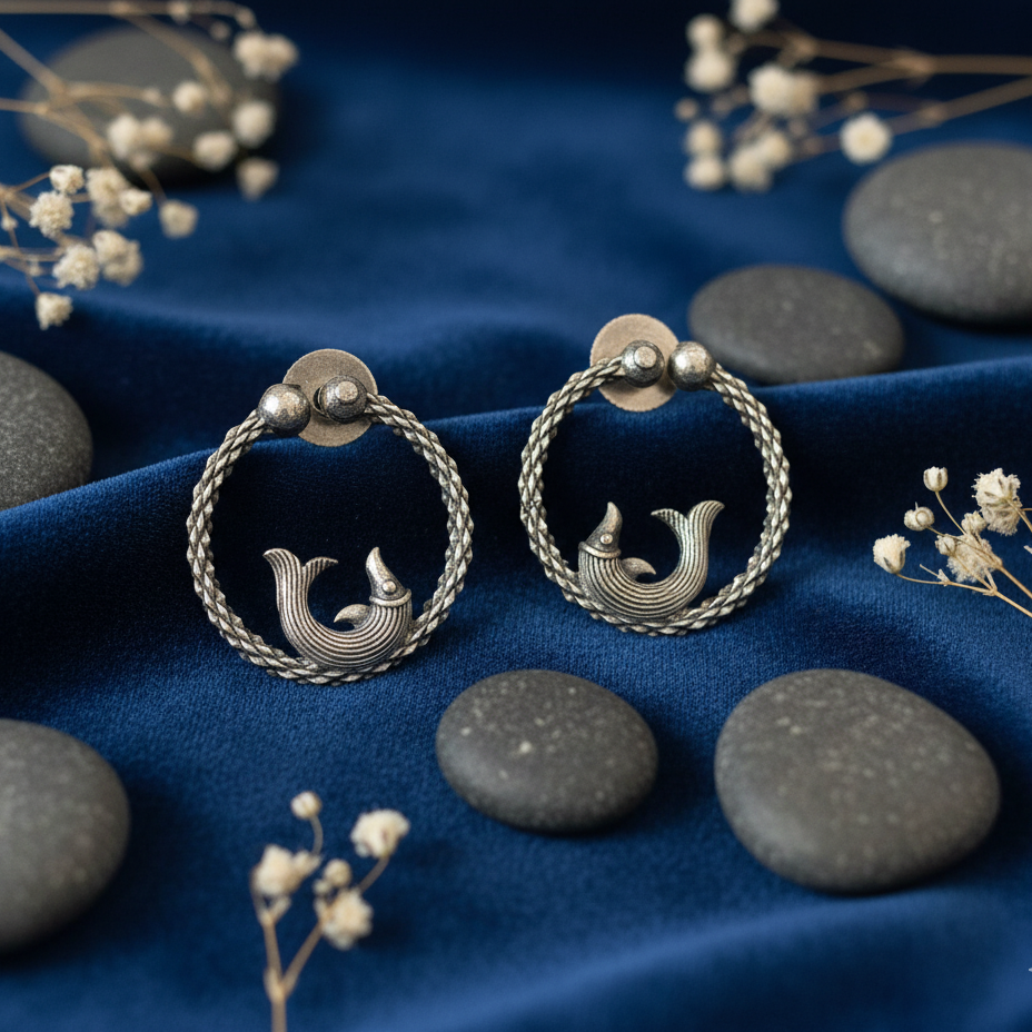 Silver Dolphin Hoop Earrings