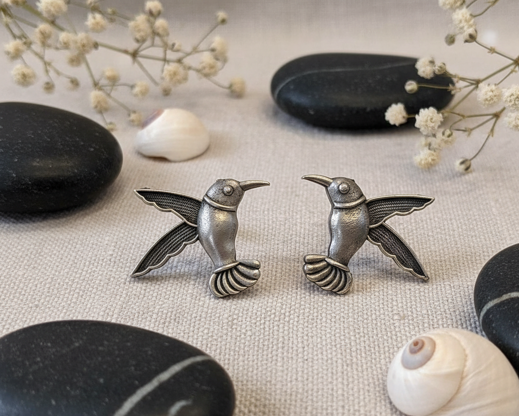 Whimsical Hummingbird Stud Earrings