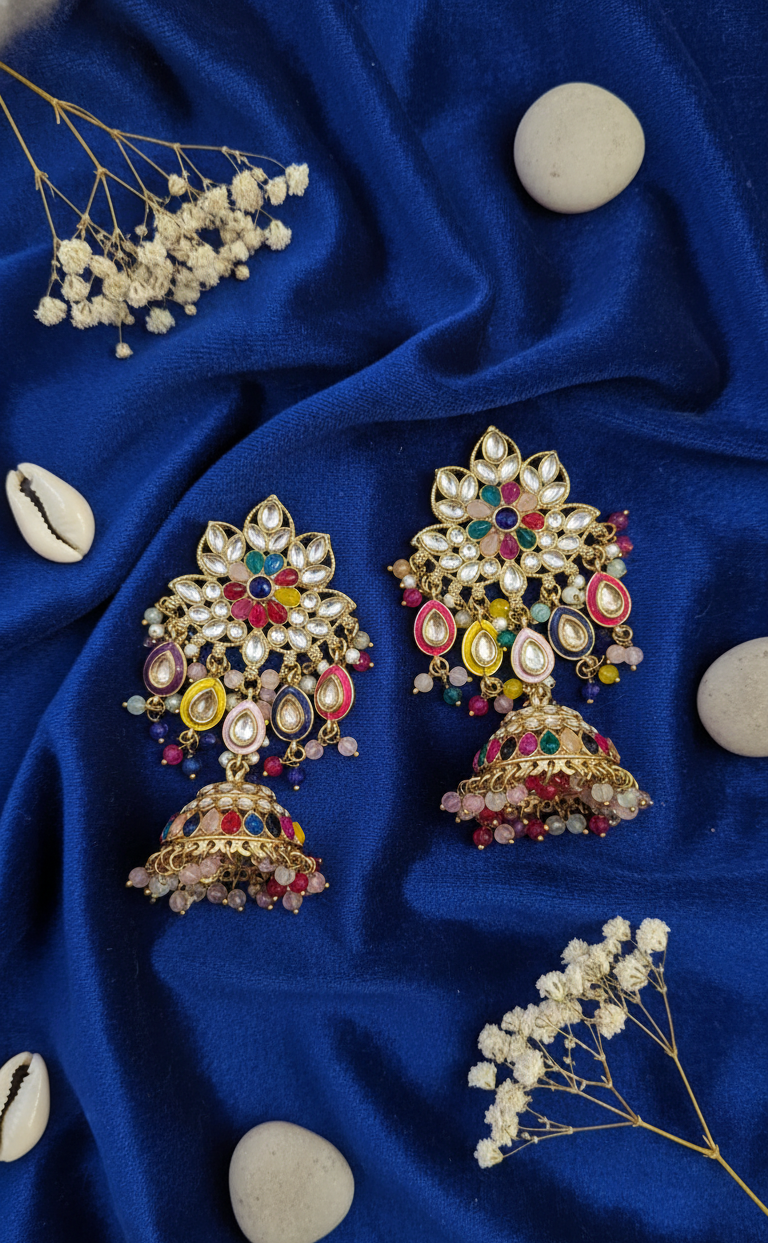 Royal Bloom Kundan Polki Jhumkas