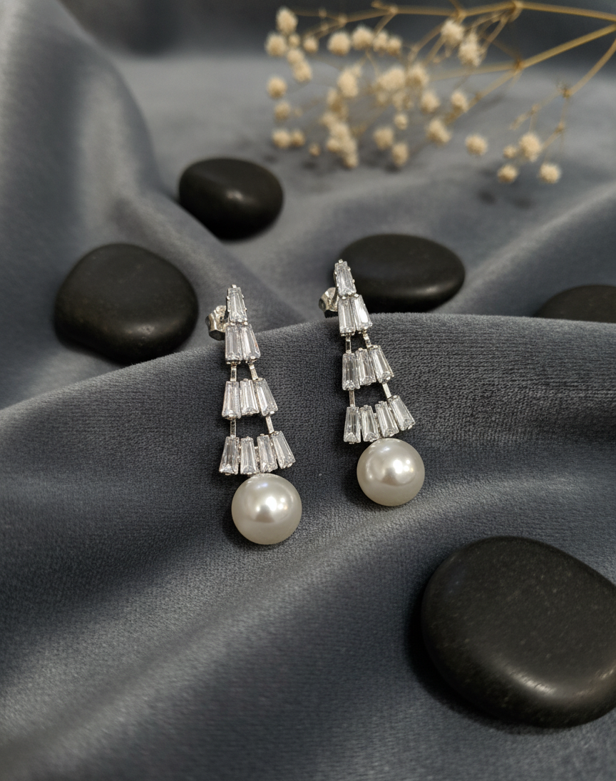 Floral Cascade Pearl Drop Earrings