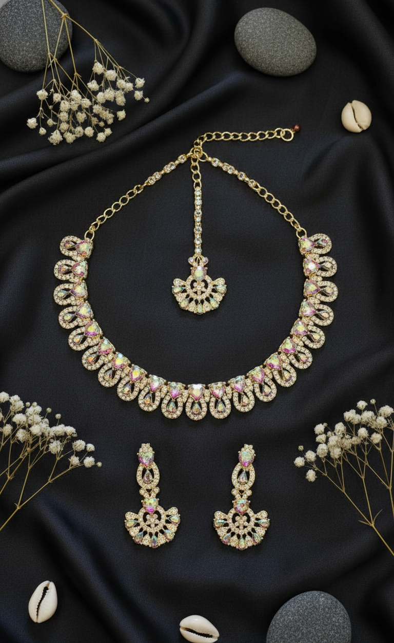 Luminous Multi-Tone Crystal Choker Set