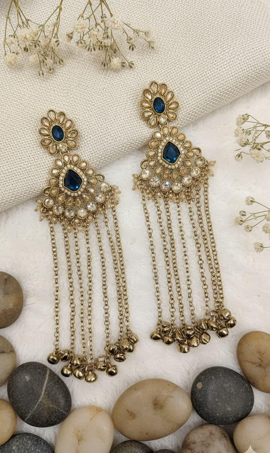 Elegant Gold-Toned & Ghungroo Dangle Earrings