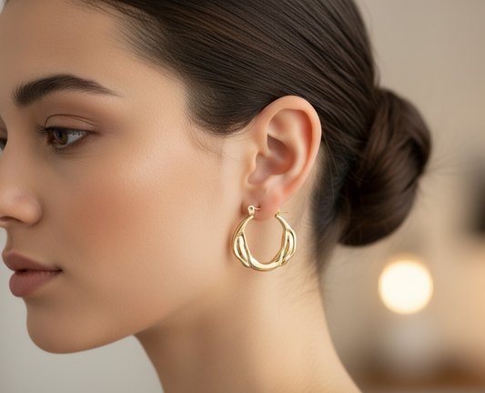 Twisted Gold Huggie Hoops