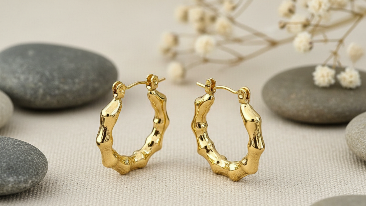 Textured Gold Hoop Earrings
