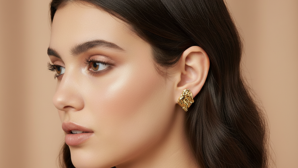 Textured Gold Statement Earrings