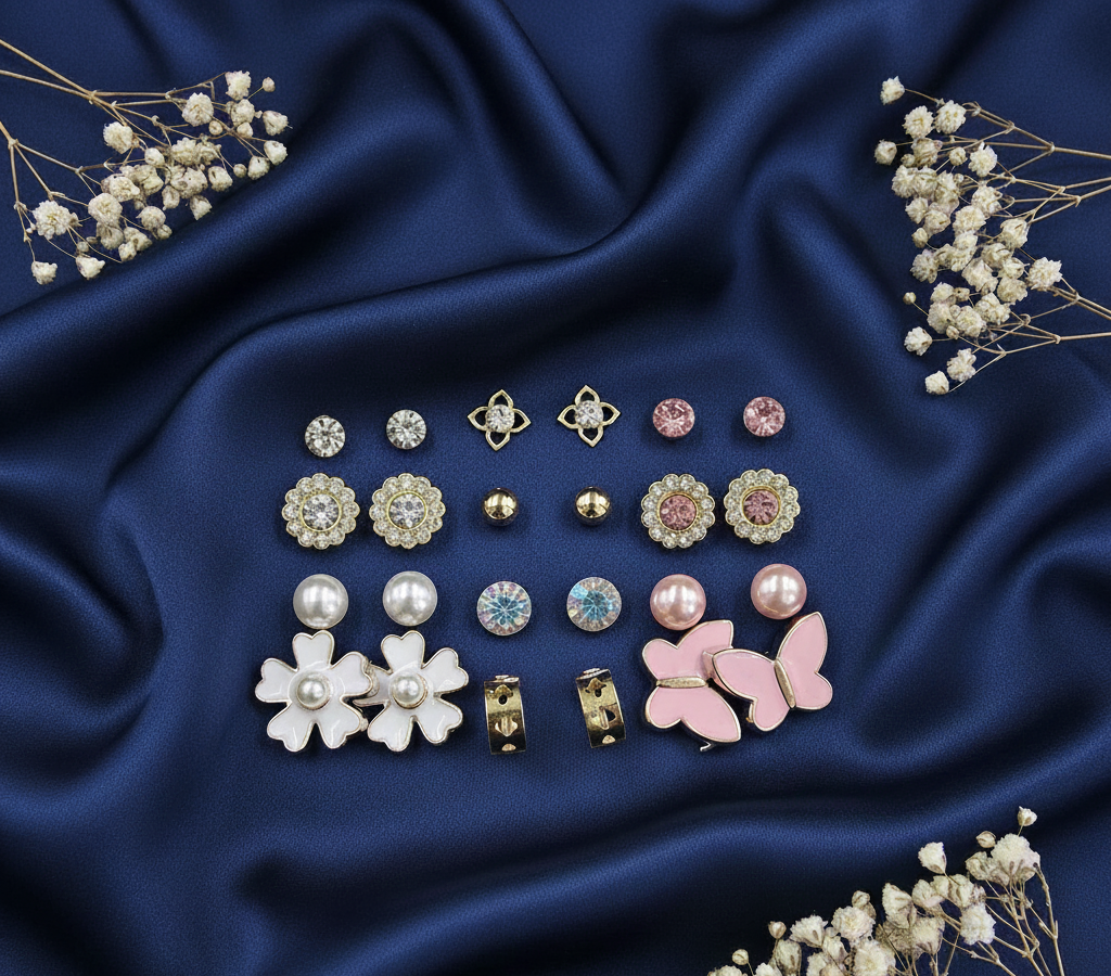 Butterfly & Bloom Studs (Pack Of 12)