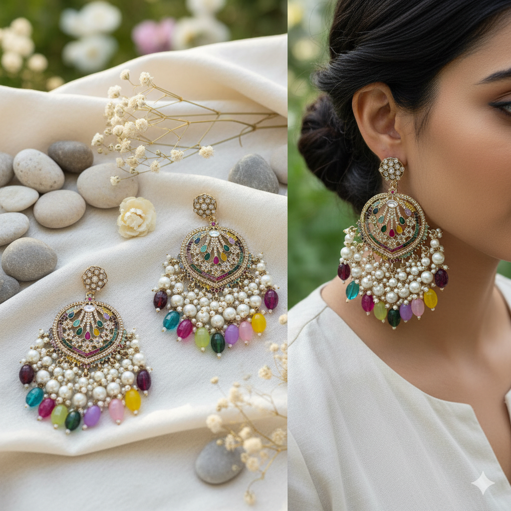 Rainbow Heart Pearl Chandeliers