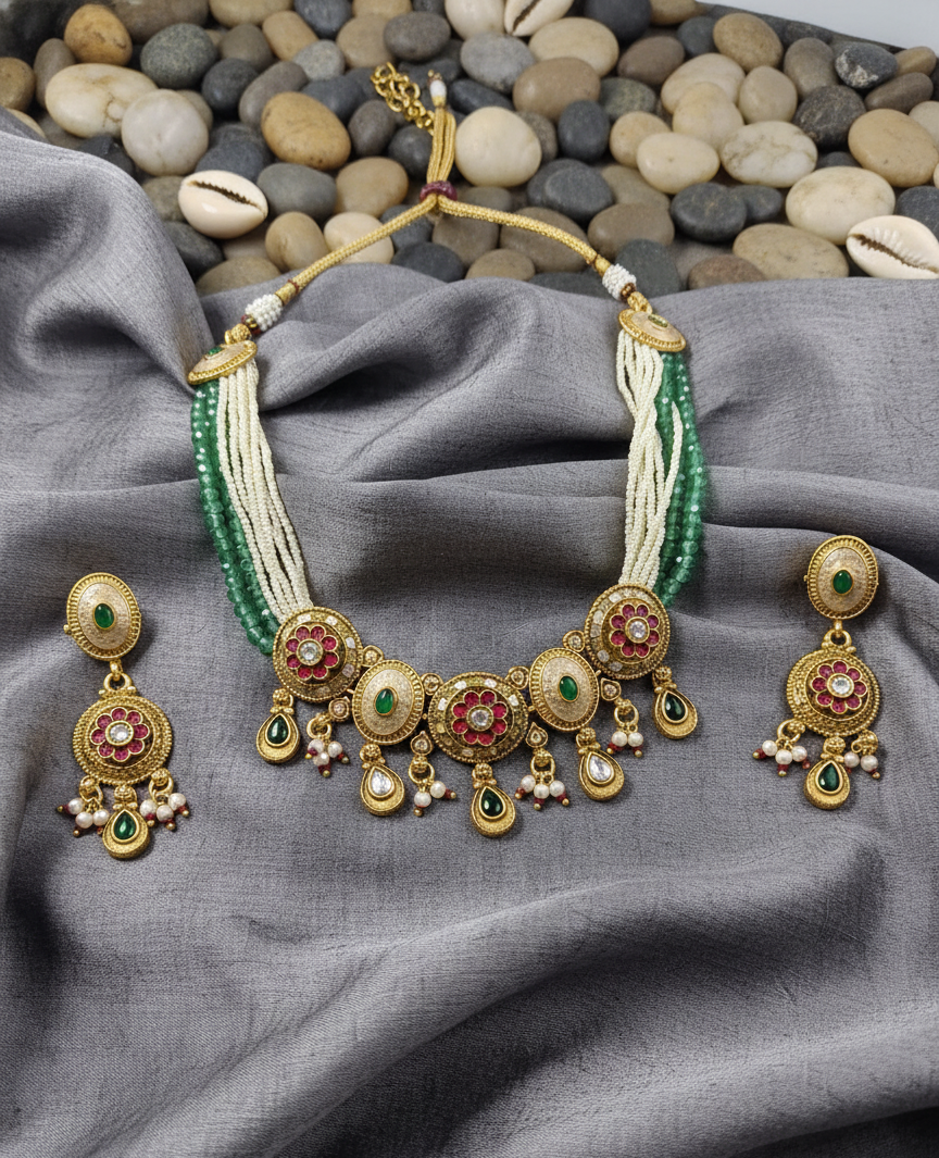 The Emerald Ruby Mughal Medallion Set