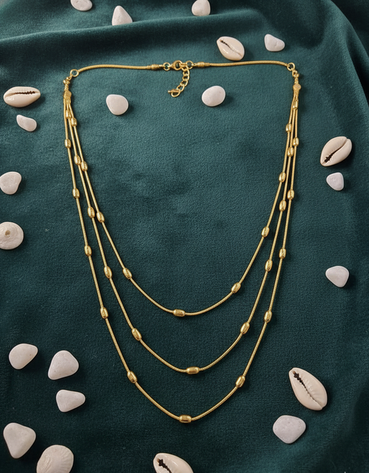 Golden Beaded Layered Necklace